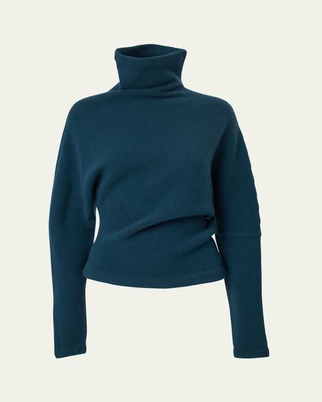 Asymmetric Turtleneck Wool-Cashmere Sweat